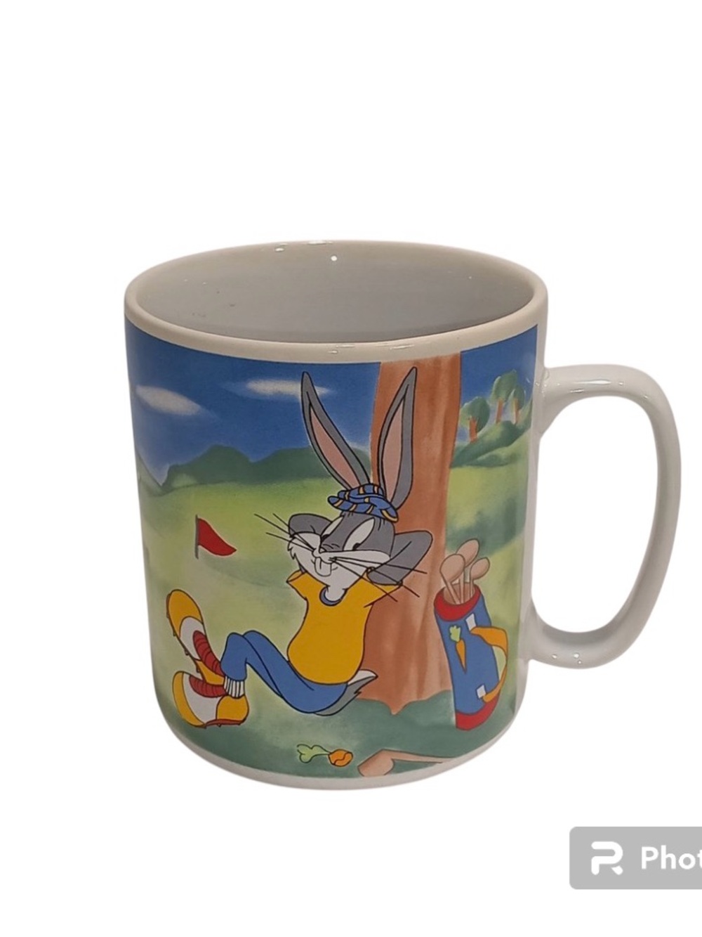 Vintage 1994 Looney Tunes Golf Mug. Bugs Bunny, Daffy Duck! HUGE Oversize 28 Oz